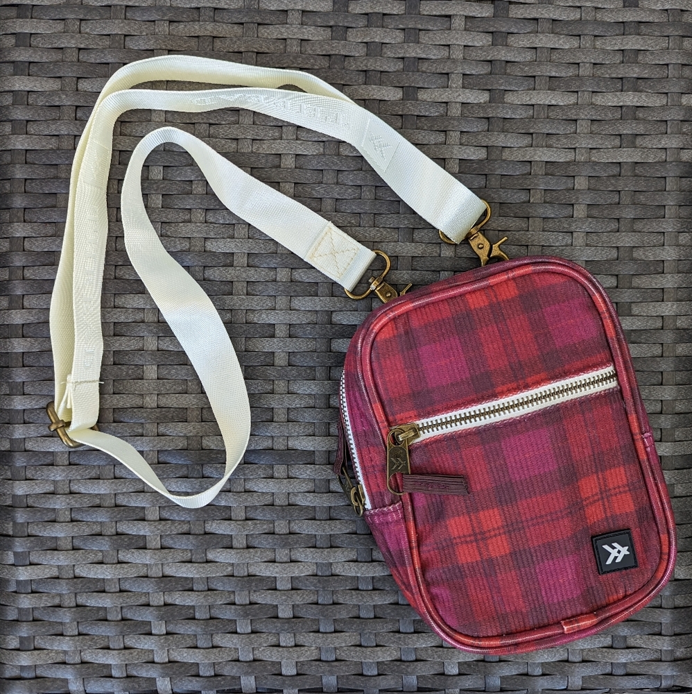 New! Thread Wallets Red Plaid Corduroy Crossbody Bag Fanny Pack